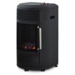 Estufa de gas Volga – FAVEX – Efecto chimenea infrarroja – 6 potencias de calefacción – Hasta 40 m², Color negro
