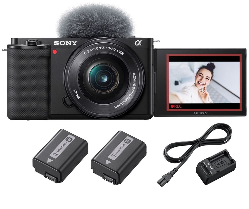 Pack-Appareil-photo-hybride-Vlogging-hybride-Sony-ZV-E10-E-PZ-16-50mm-f-3-5-5-6-O-2eme-batterie-Chargeur-de-batterie.jpg Paquete de cámara híbrida para vlogs Sony ZV-E10 + E PZ 16-50 mm f/3,5-5,6 OSS + segunda batería + cargador - Imagen 1