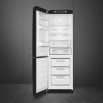 Frigorífico-congelador de libre instalación, volumen total 331 L, frigorífico ventilado 234 L, congelador No Frost 97 L, zona extra fresca 0 °C, compartimento de congelación rápida, iluminación LED, nivel de ruido 37 dB, clase A+++, diseño retro, color negro. - Imagen 2